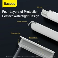 BASEUS ACFSD-D24 Vodotěsné IPX8 pouzdro pro mobilní telefon až 7,2", bílo-růžové