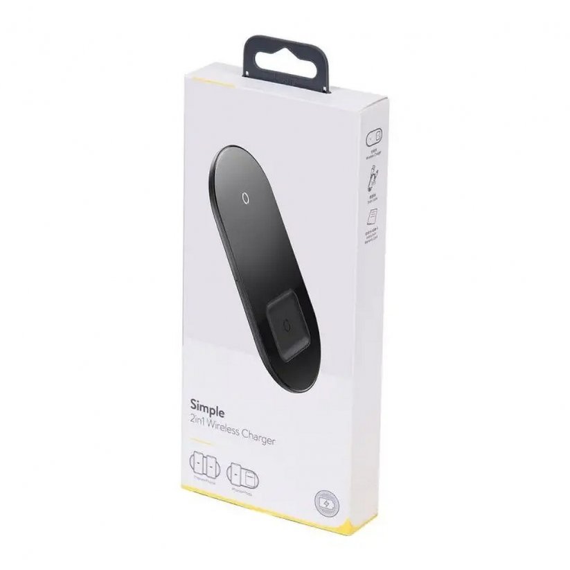 BASEUS WXJK-01 Simple bezdrátová nabíječka 2v1 pro iPhone a AirPods, černá
