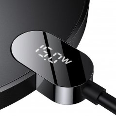 BASEUS CCED000001 Digital Led Display Gen2 Bezdrátová Qi nabíječka s USB-C konektorem, 15W, černá