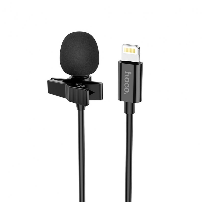 HOCO L14 Externí (kravatový) mikrofon s konektorem Lightning, kabel 2m, černý