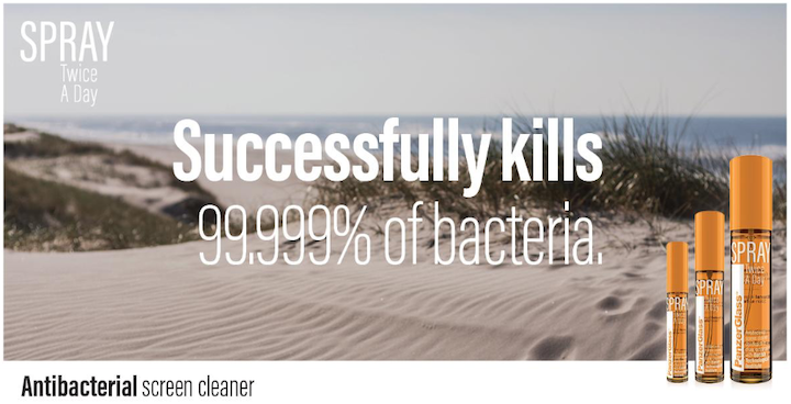 PANZERGLASS Spray Twice a Day - leštící a desinfekční antibakteriální sprej, 100 ml