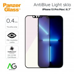 PANZERGLASS Ochranné sklo 2.5D FULL-COVER 0.4mm pro iPhone 13 Pro Max, AntiBacterial, AntiBlue, černý rámeček