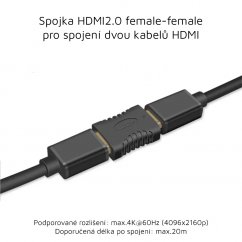 MICROCONNECT HDMI 2.0 spojka (adaptér) s podporou 4K/60Hz, černá