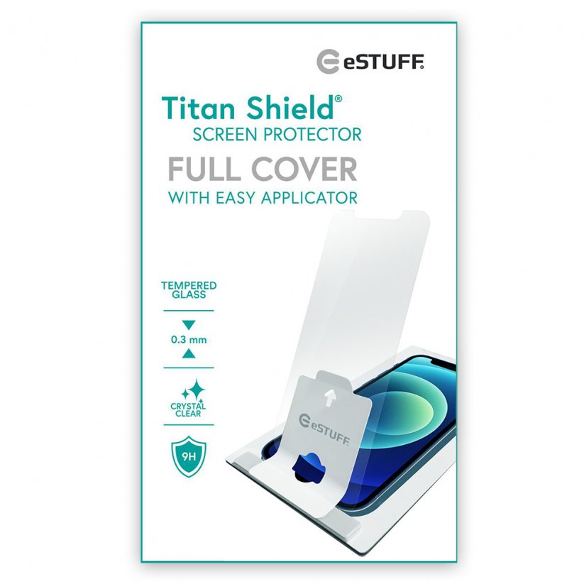 ESTUFF Easy Applicator Ochranné sklo 2.5D STANDARD 0.33mm pro iPhone 12 Mini, montážní rámeček
