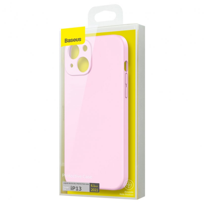 BASEUS ARYT000904 Liquid Gel Case Prémiový silikonový kryt pro iPhone 13, růžový