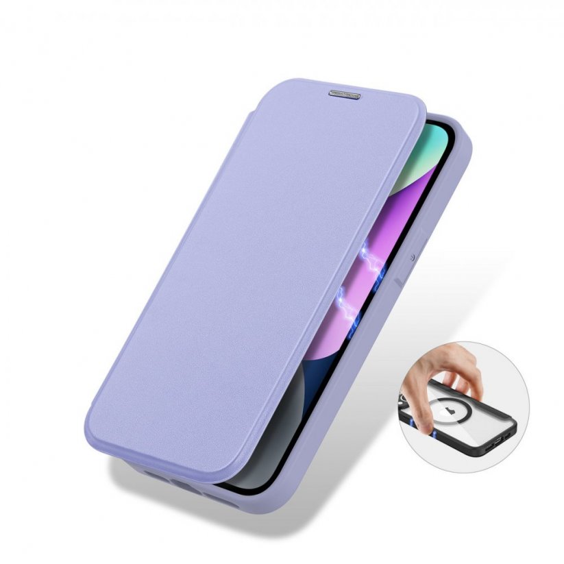 DUX DUCIS Skin X Pro Flipový MagSafe kryt pro iPhone 14, fialový