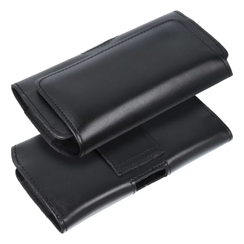 AG PREMIUM Royal model M - kožené pouzdro na opasek pro iPhone 8/SE/12 Mini/13 Mini a další, černé