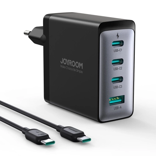 GaN Joyroom JR-TCG04EU 100W 3x USB-C USB-A nabíječka + USB-C / USB-C 100W kabel - černý