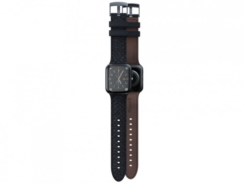 NJORD Vindur Řemínek z lososí kůže pro Apple Watch 42/44/45/49mm, tmavě šedý