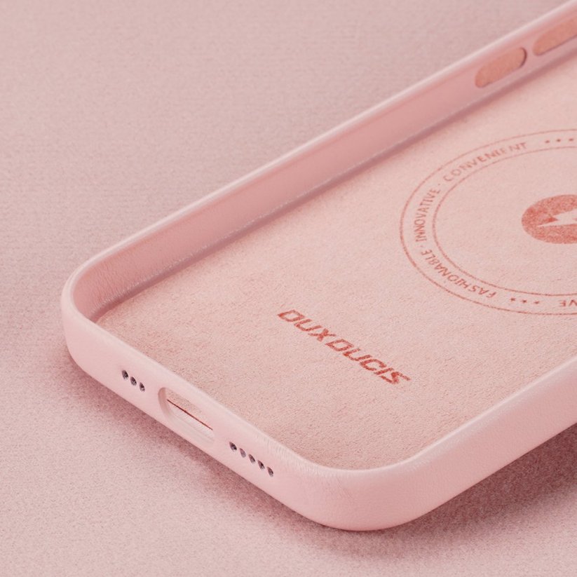 DUX DUCIS Grit Leather Magsafe Kožený kryt pro iPhone 14, růžový