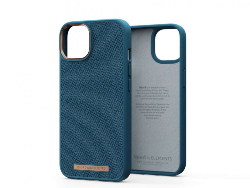 NJORD Fabric Tonal Odolný kryt s textilními zády pro iPhone 14, modrý