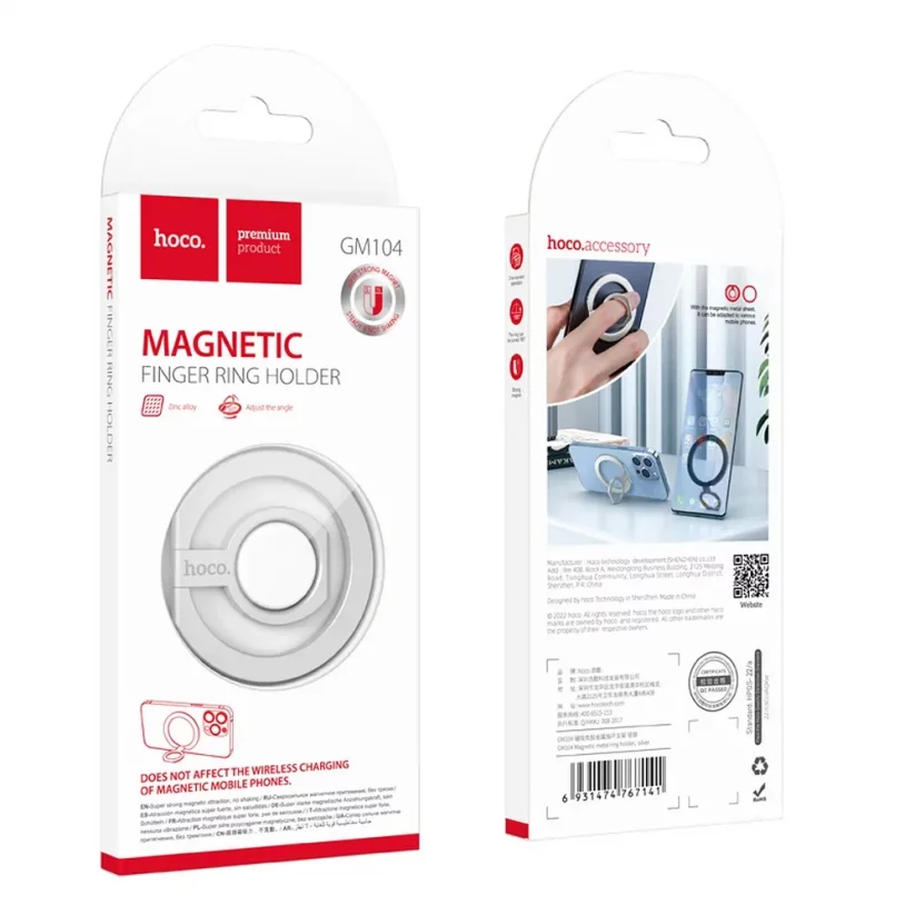 HOCO GM104 Magnetický (MagSafe) kovový stojánek na telefon, stříbrný