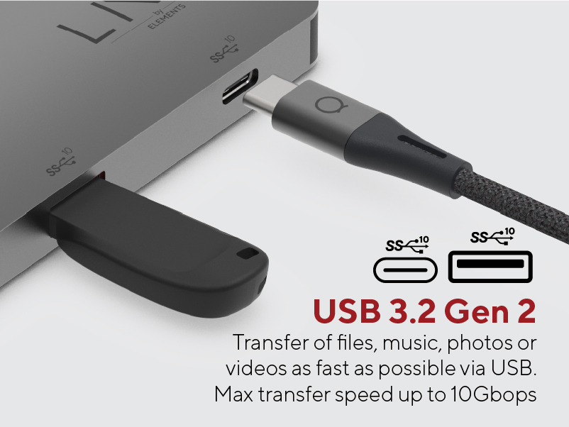 LINQ LQ48011 D2 MST Dual HDMI USB-C hub 7v2 pro Apple M1 (2x HDMI, 2x USB-C, 2x USB, RJ45), Space Grey