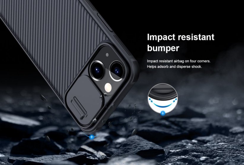 NILLKIN CamShield Pro Magnetic Ultra odolný MagSafe kryt s krytkou kamery pro iPhone 13 Mini, černý