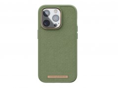 NJORD Comfort+ Suede Odolný kryt se semišovými zády pro iPhone 14 Pro, zelený