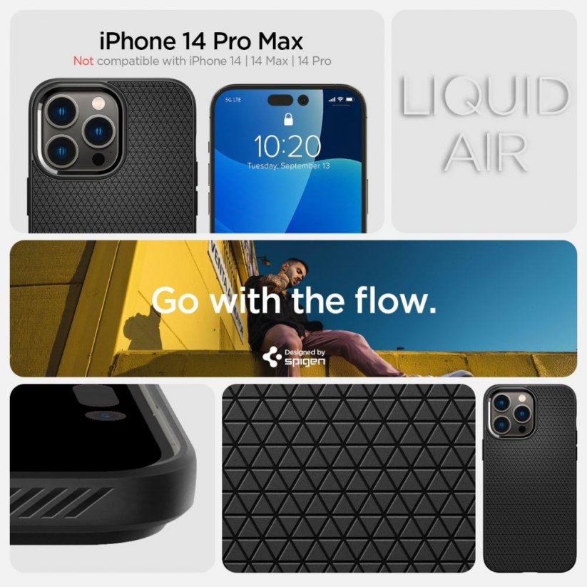 SPIGEN Liquid Air odolný kryt pro iPhone 14 Pro Max, matně černý