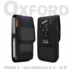 AG PREMIUM Oxford Vertical model 4 - pouzdro na opasek pro iPhone 12 Pro Max/13 Pro Max/14 Pro Max a další, černé