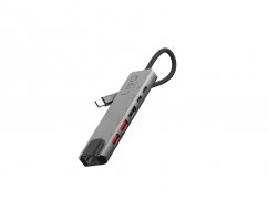 LINQ LQ48015 Pro Multiport USB-C Hub 6v1 (HDMI, 2x USB-C, 2x USB, RJ45), PD až 100W, Space Grey