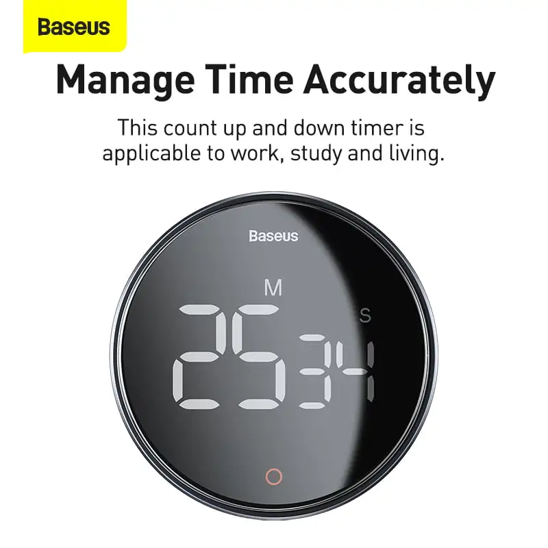 BASEUS FMDS000013 Heyo Rotation Countdown Timer PRO - kuchyňská minutka, černá