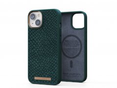 NJORD Salmon Leather MagSafe Odolný kryt z lososí kůže pro iPhone 14/15, tmavě zelený