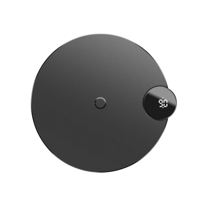 BASEUS WXSX-01 Digital LED bezdrátová nabíječka s ukazatelem nabíjecího proudu, černá