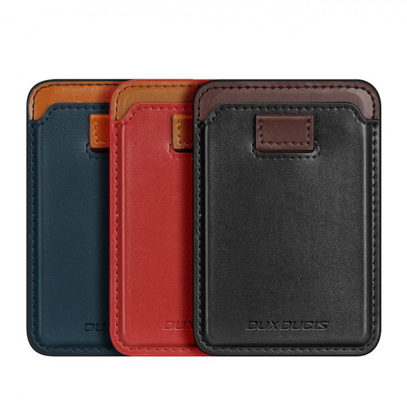 DUX DUCIS Kožená MagSafe mini peněženka s RFID blokací, modrá