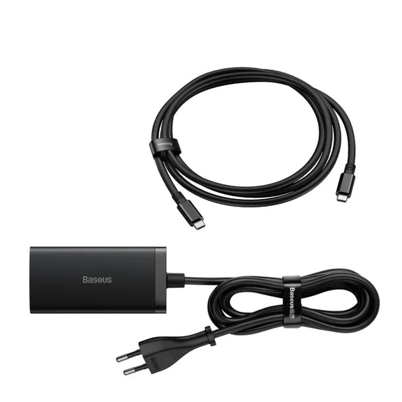 GaN5 Baseus CCGP110201 HUB HDMI nabíječka 2x USB-C / USB-A / HDMI 4K 30Hz 1,5m - černá + USB-C - USB-C 100W kabel 1m