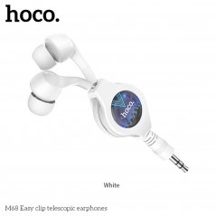 HOCO M68 samonavíjecí sluchátka s Jack 3,5mm, bílá