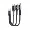 JOYROOM S-01530G9 Mini nabíjecí kabel 3v1 3,5A (Lightning, USB-C, MicroUSB), délka 0,15m, černý