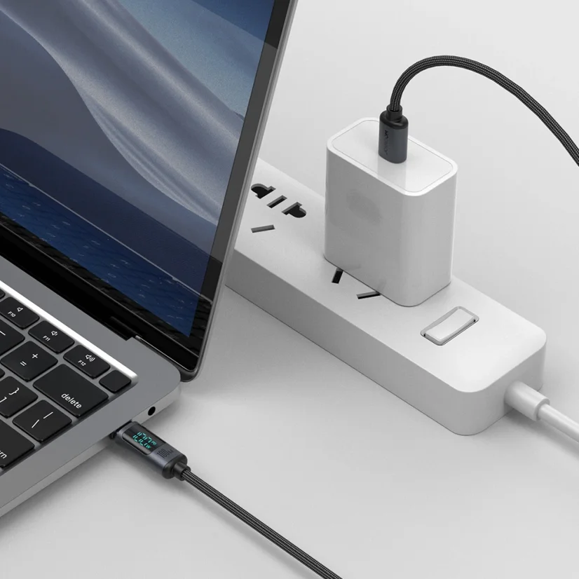 Joyroom Prism Series A16 USB-C / USB-C 100W 1,2m kabel s LED displejem - černý