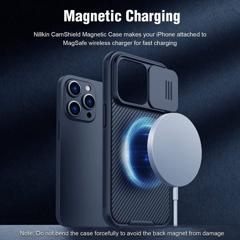 NILLKIN CamShield Pro Magnetic Ultra odolný MagSafe kryt s krytkou kamery pro iPhone 14 Pro, černý