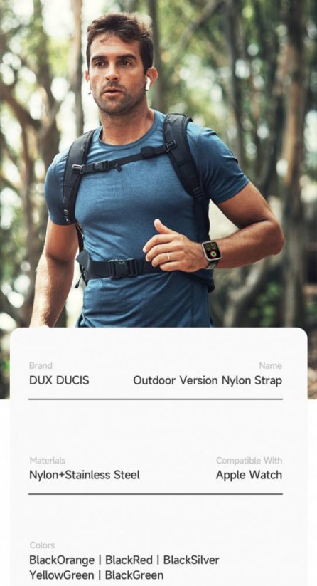 DUX DUCIS Strap Outdoor Textilní řemínek pro Apple Watch 42/44/45/49mm, černo-oranžový