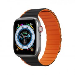 DUX DUCIS Strap LD Magnetický silikonový řemínek pro Apple Watch 42/44/45/49, černo-oranžový
