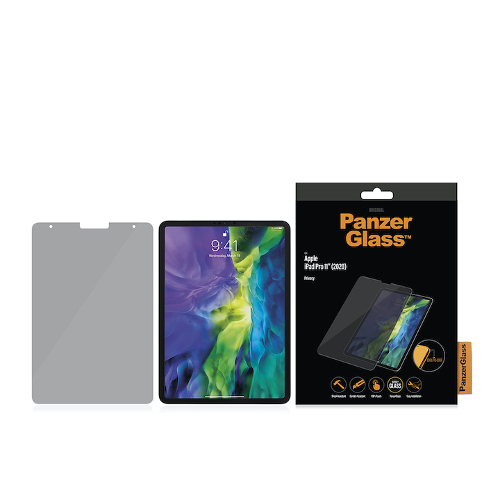 PANZERGLASS Ochranné sklo 2.5D FULL-COVER 0.4mm pro iPad Air 10,9" (2020/22)/Pro 11" (2018/20/21), PRIVACY, AntiBacterial