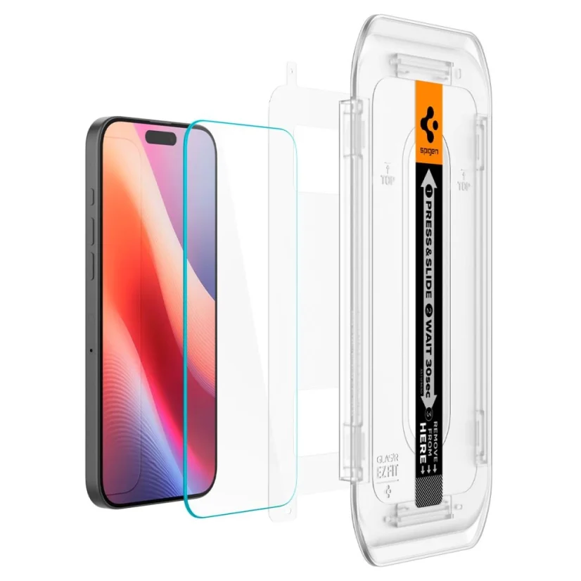 SPIGEN EZ Fit Ochranné sklo 2.5D FULL-COVER 0.3mm pro iPhone 16 Pro Max, montážní rámeček, 1ks