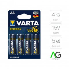 VARTA ENERGY alkalická tužková baterie AA 1.5V (LR6), 4 kusy