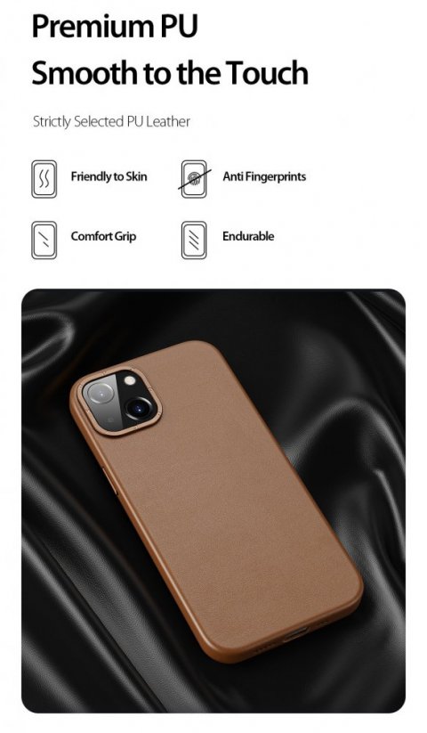 DUX DUCIS Grit Leather Magsafe Kožený kryt pro iPhone 14 Plus, černý