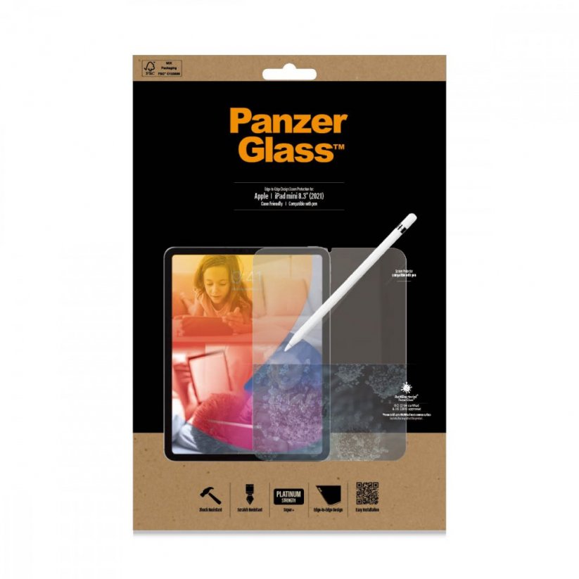 PANZERGLASS Ochranné sklo 2.5D FULL-COVER 0.4mm pro iPad Mini 8,3" (2021), AntiBacterial