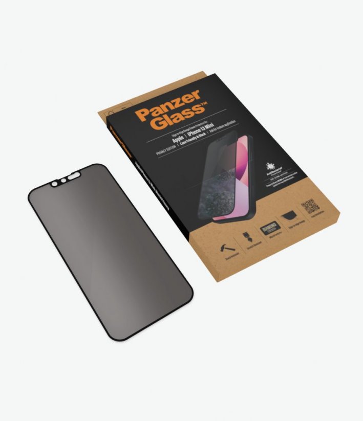 PANZERGLASS Ochranné sklo 2.5D FULL-COVER 0.4mm pro iPhone 13 Mini, AntiBacterial, Privacy, černý rámeček