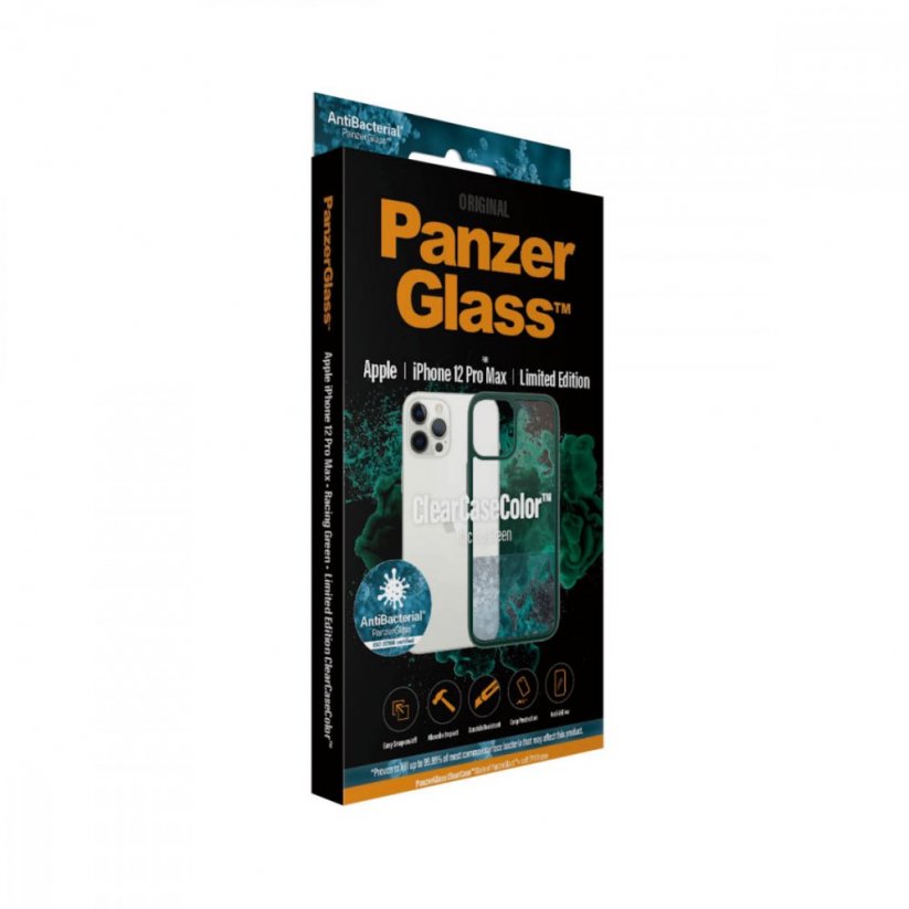 PANZERGLASS ClearCaseColor AntiBacterial kryt pro iPhone 12 Pro Max, zelená/čirá (Racing Green)