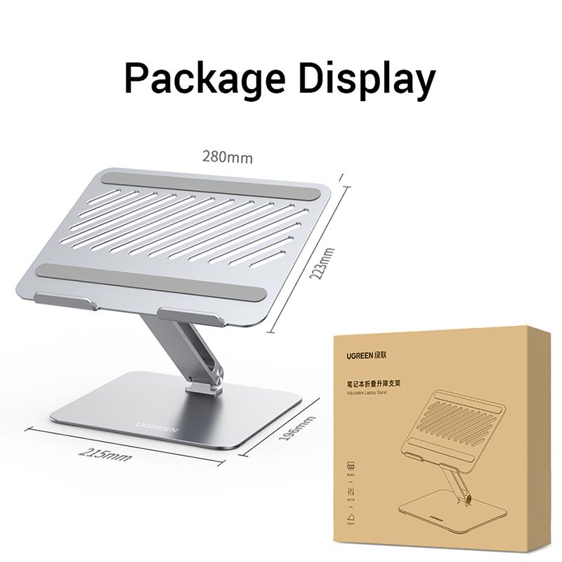 UGREEN LP339 Výškově stavitelný stojánek pro MacBook/laptop 13-17", hliníkový, stříbrný
