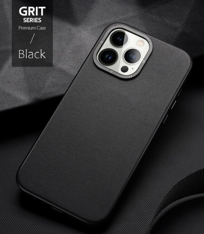 DUX DUCIS Grit Leather Magsafe Kožený kryt pro iPhone 14 Pro Max, černý