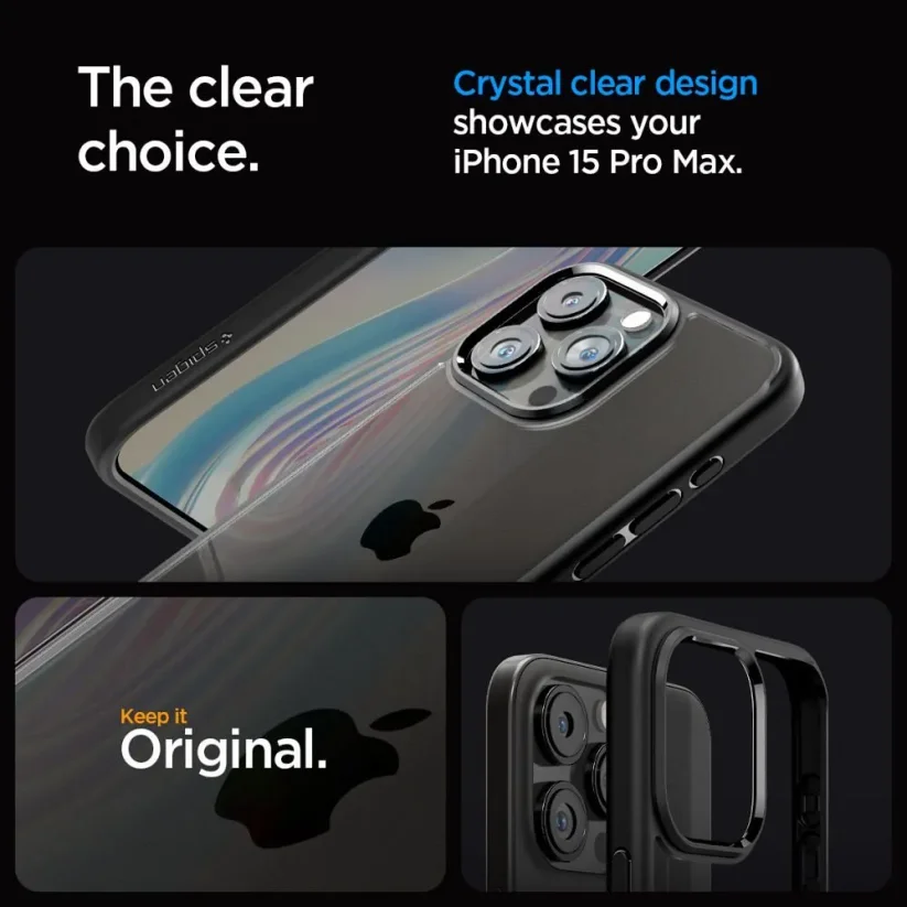 SPIGEN Ultra Hybrid Odolný kryt pro iPhone 15 Pro Max, černá/čirá