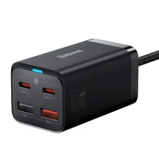 Baseus GaN3 Pro GaN rychlonabíječka 2 x USB typu C / 2 x USB 65W PD, QC4.0+, AFC, PPS + USB typu C - kabel USB typu C 1m černý (CCGP040101)