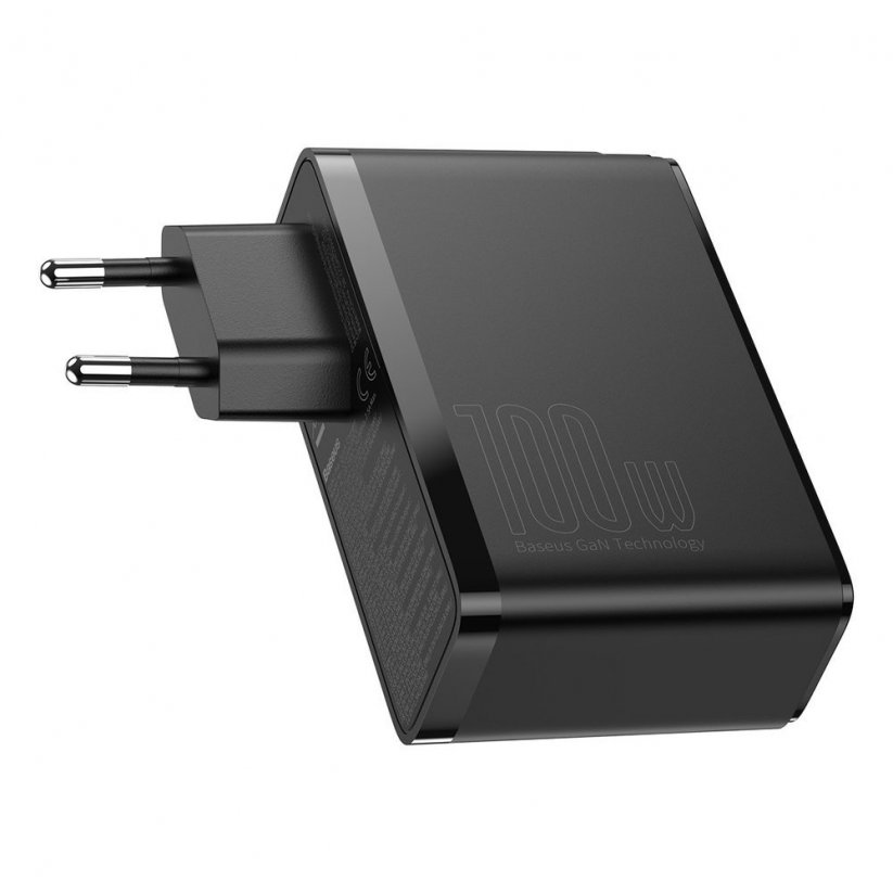 BASEUS CCGAN2P-L01 GaN Nabíječka 4v1 (2xUSB, 2x USB-C PD), výkon 100W, USB-C kabel, černá