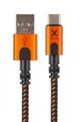 XTORM CXX004 Extreme Ultra odolný datový a nabíjecí kabel USB/USB-C až 60W, 1,5m, černo-oranžový