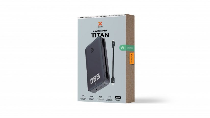 XTORM XB401 Titan Powerbanka pro MacBook/ultrabook s výkonem 90W a kapacitou 24.000mAh, šedá