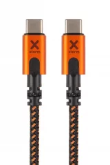 XTORM CXX005 Extreme Ultra odolný datový a nabíjecí kabel USB-C/USB-C PD 100W, 1,5m, černo-oranžový