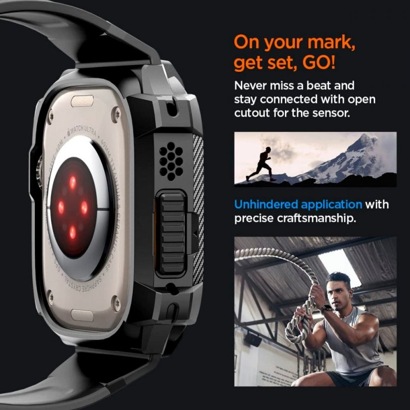 SPIGEN Rugged Armor Pro Ultra odolný kryt a řemínek pro Apple Watch Ultra (49mm), černý