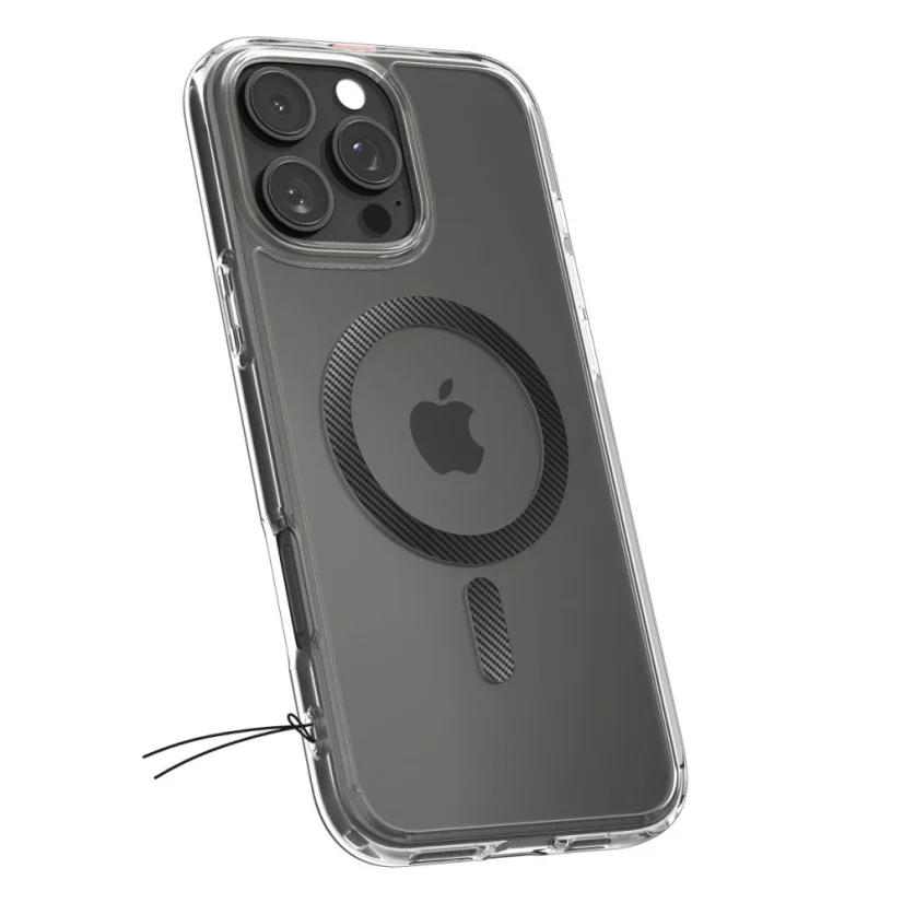 Pouzdro Spigen Ultra Hybrid Mag Carbon Fiber s MagSafe pro iPhone 16 Pro - tmavě šedé